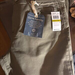 Democracy Womens  "Ab"solution Colored Ankle Skimmer Pants Olive Green - Size 14